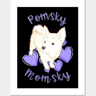 Pomsky Momsky White Haired Pomsky Mom Posters and Art